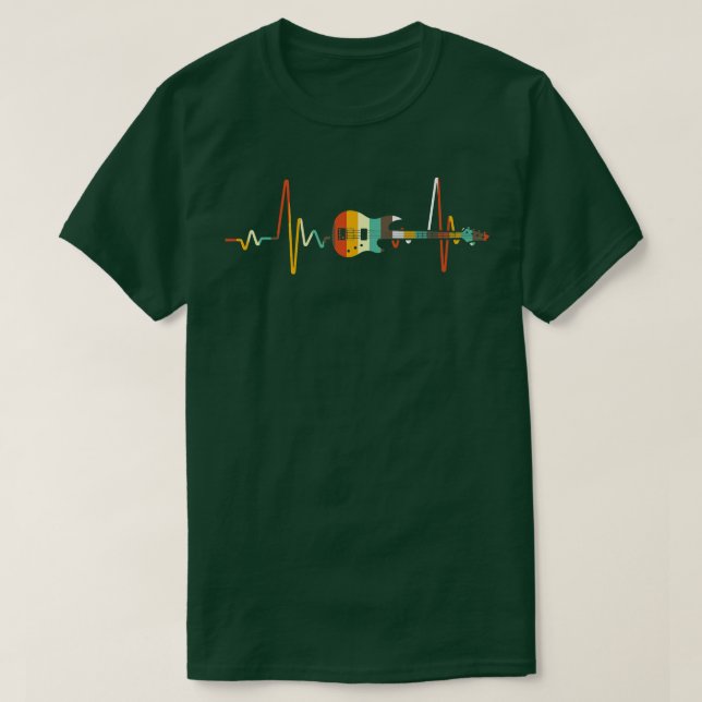 Vintage Awesome Guitar Heartbeat Musicians Musical T-Shirt (Design Front)
