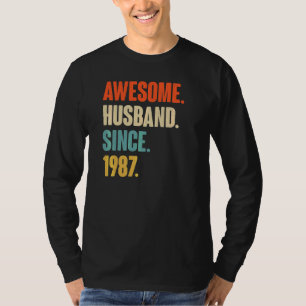 Vintage Awesome Husband Since 1987 35 Wedding Aniv T-Shirt