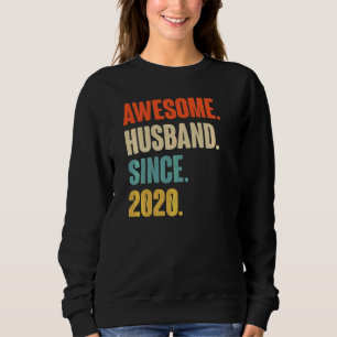 Vintage Awesome Husband Since 2020 2 Wedding Anive Sweatshirt