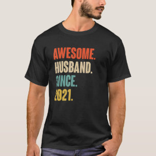 Vintage Awesome Husband Since 2021 1 Wedding Anive T-Shirt