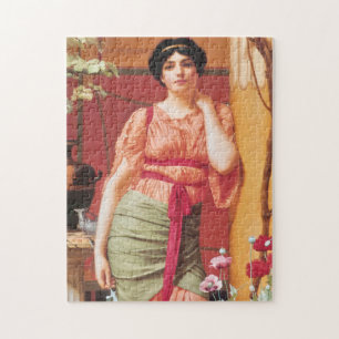 Vintage Awesome Italian Woman in Coral Dress Jigsaw Puzzle