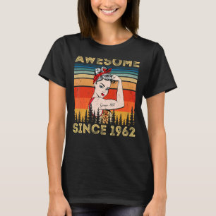 Vintage Awesome Since 1962 Birthday Leopard Woman  T-Shirt