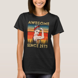 Vintage Awesome Since 1973 Birthday Leopard Woman T-Shirt