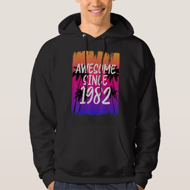 Vintage Awesome Since 1982  Retro Hoodie (Front)