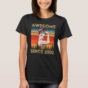 Vintage Awesome Since 2001 Birthday Leopard Woman  T-Shirt
