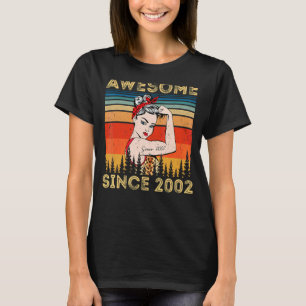 Vintage Awesome Since 2002 Birthday Leopard Woman  T-Shirt