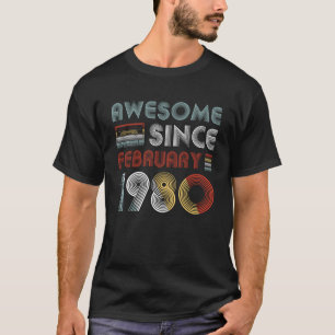 Vintage Awesome Since February 1980 39th Birthday T-Shirt