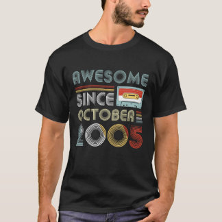 Vintage Awesome Since October 2005 14th Birthday T-Shirt