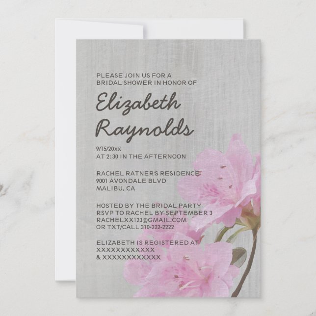 Vintage Azalea Bridal Shower Invitations (Front)