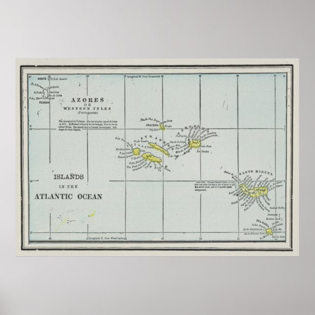 Vintage Azores Islands Map (1901) Poster (Front)