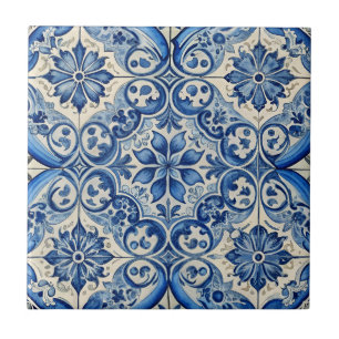 Vintage  Azulejo Portuguese Blue Pattern Tile