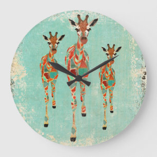 Vintage Azure & Amber Giraffes Clock
