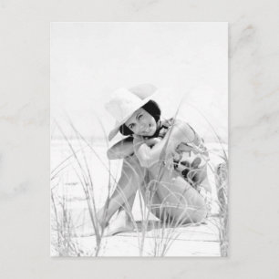 Vintage B&W Photo Florida Bikini Girl Postcard