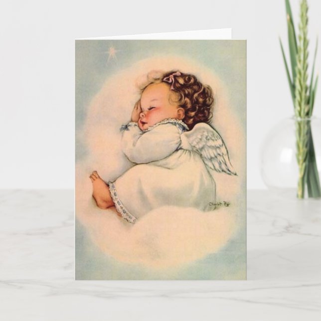 Vintage Baby Angel Greeting Card (Front)