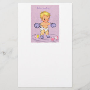 Vintage Baby Announcement/Boxing Gloves Stationery