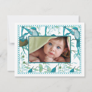 Vintage Baby Bird Family Baby Photo Announcement