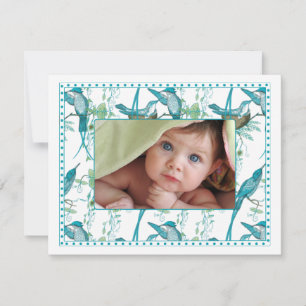 Vintage Baby Bird Family Baby Photo Announcement