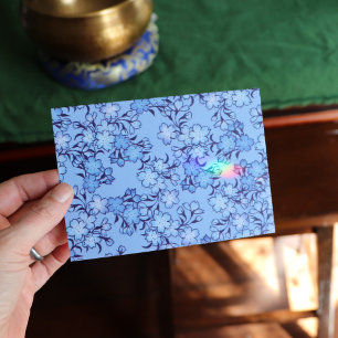 Vintage Baby Blue Spring Flower Pattern Card