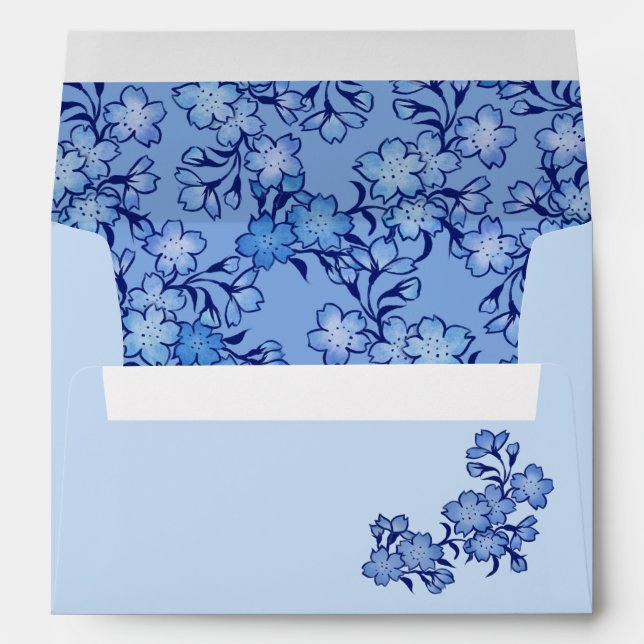 Vintage Baby Blue Spring Flower Pattern Envelope (Back (Bottom))