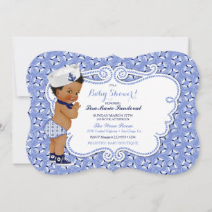 Vintage Baby Boy Sailor Nautical African American Invitation