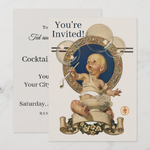 Vintage Baby Bubbles by J.C. Leyendecker Nursery Invitation
