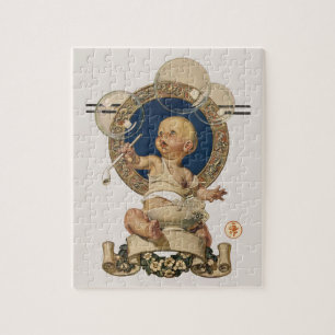 Vintage Baby Bubbles by J.C. Leyendecker Nursery Jigsaw Puzzle