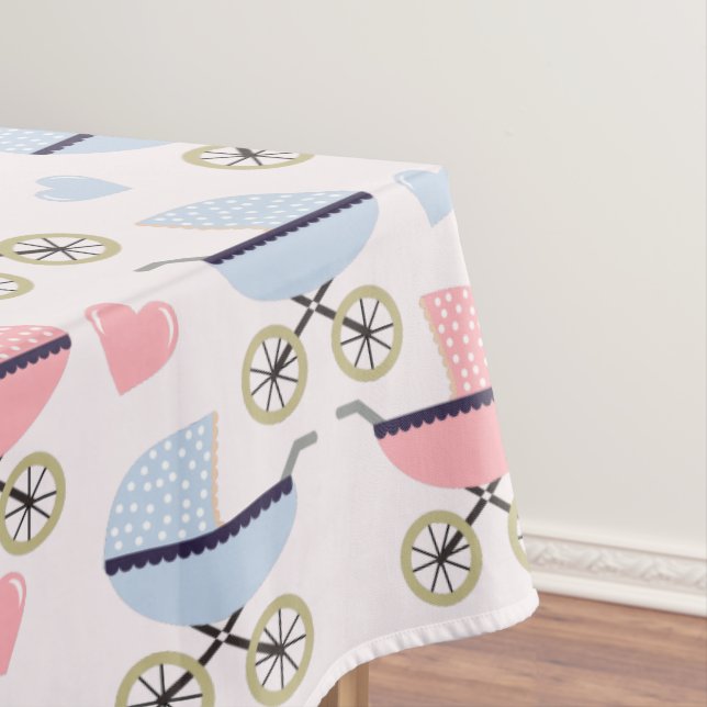 Vintage Baby Buggy Carriage Pink Blue Tablecloth (In Situ)