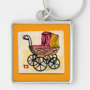 Vintage Baby Buggy Game Card Key Ring