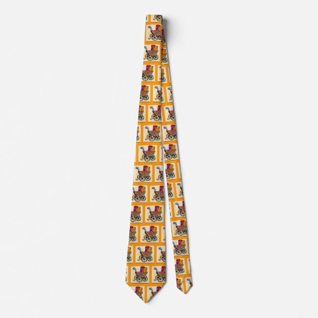Vintage Baby Buggy Game Card Tie (Front)