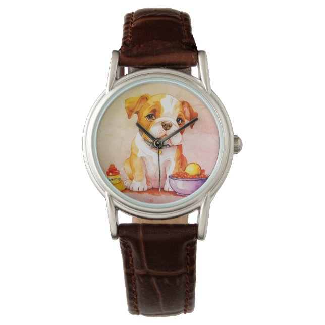 Vintage Baby Bulldog sitting and thinking Watch (Front)