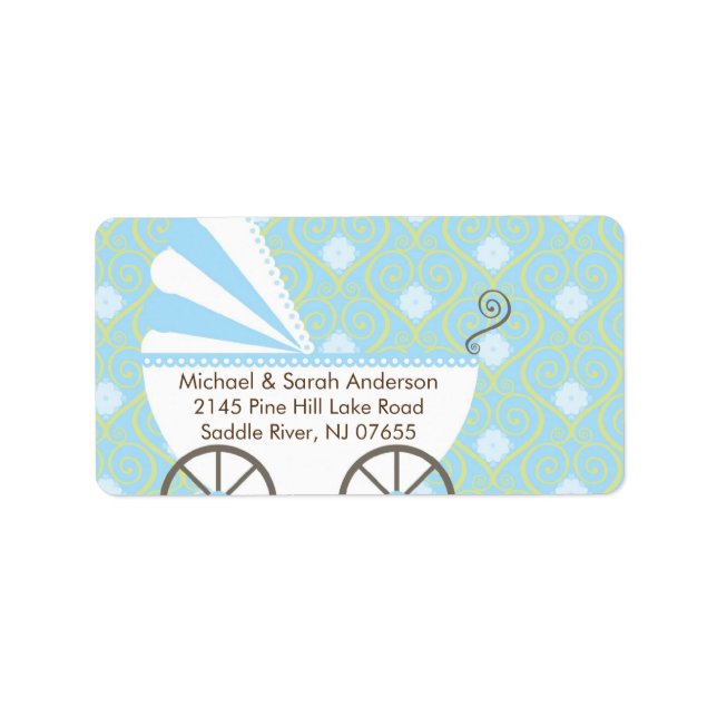 Vintage Baby Carriage Baby Shower Address Label (Front)