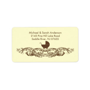 Vintage Baby Carriage Baby Shower Address Label
