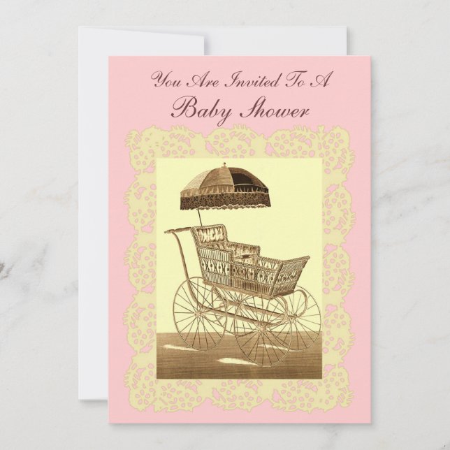 Vintage Baby Carriage ~ Baby Shower Invitation (Front)