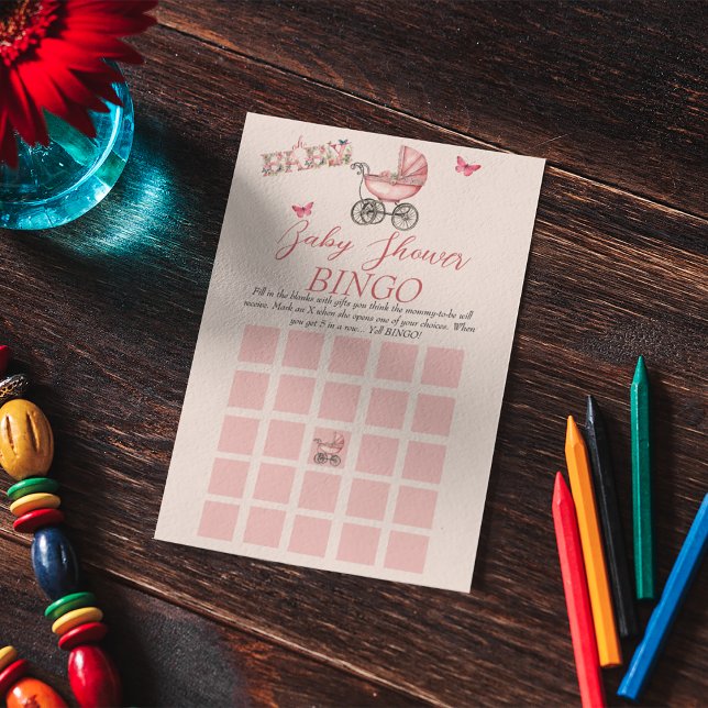 Vintage Baby Carriage BINGO Baby Shower Game (Creator Uploaded)