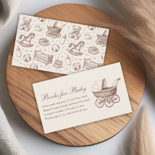 Vintage Baby Carriage Brown Books for Baby Shower Business Card