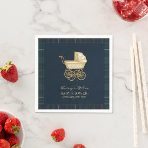 Vintage Baby Carriage Classic Baby Shower  Napkin