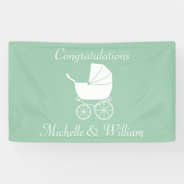 Vintage Baby Carriage Shower Beautiful Banner (Horizontal)