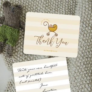 Vintage Baby Carriage Sienna Striped Thank You Car