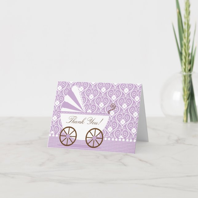 Vintage  Baby Carriage Thank You Note Card (Front)