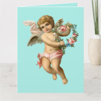 Vintage Baby Cherub with Flowers