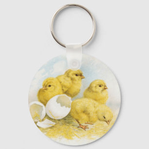 Vintage Baby Chickens Key Ring