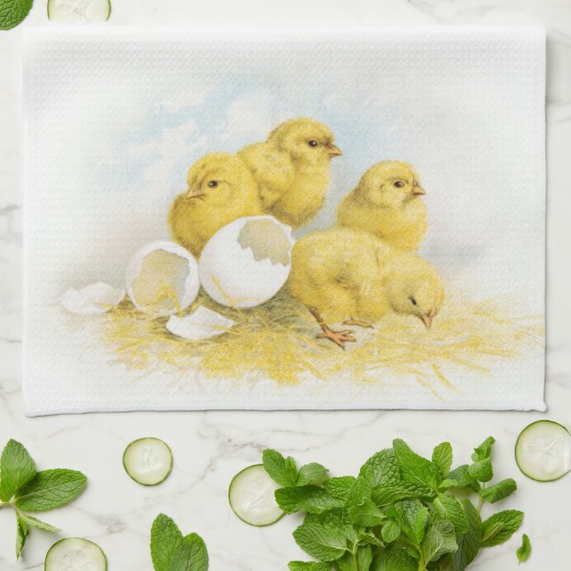 Vintage Baby Chickens Tea Towel (Folded)