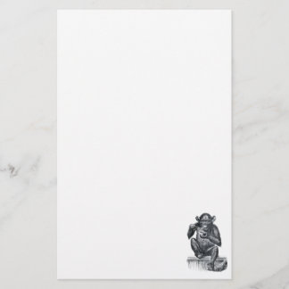 Vintage Baby Chimpanzee Drawing Stationery