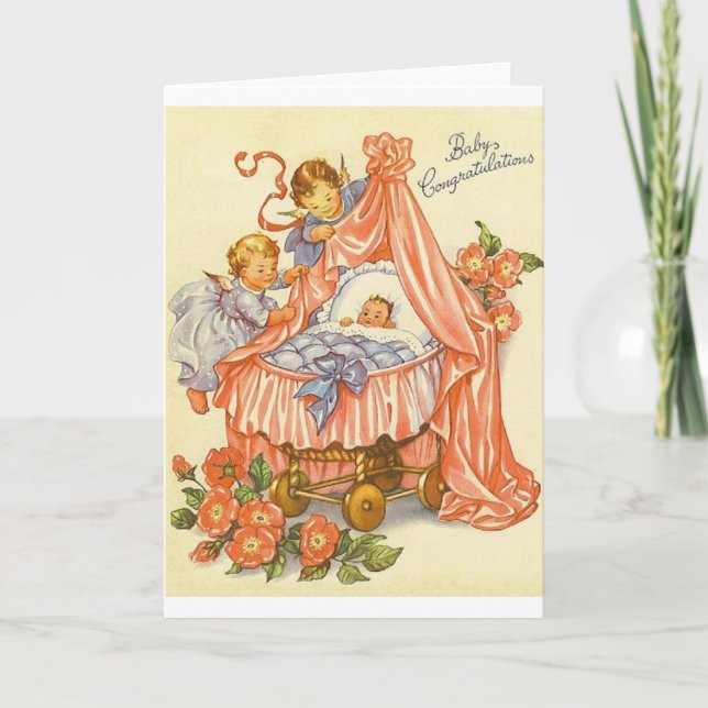 Vintage Baby Congratulations Greeting Card (Front)