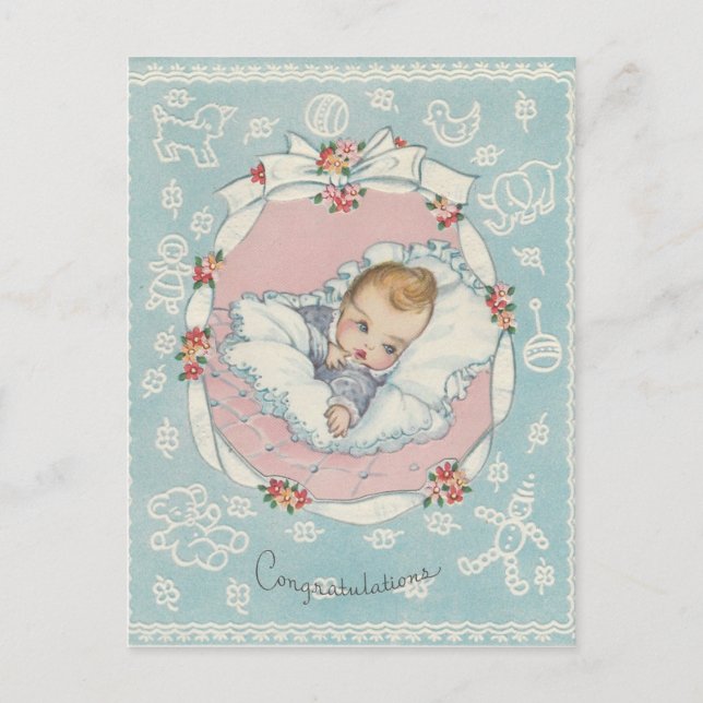 Vintage Baby Congratulations Postcard (Front)