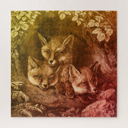 Vintage baby fox woodland jigsaw puzzle