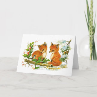 Vintage Baby Foxes Card