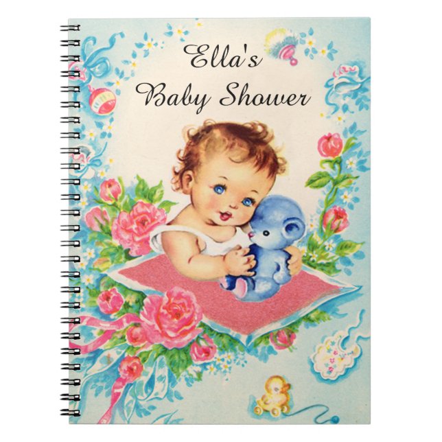 Vintage Baby Girl Baby Shower Notebook (Front)