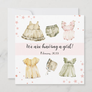 Vintage baby girl dresses with cute announcement