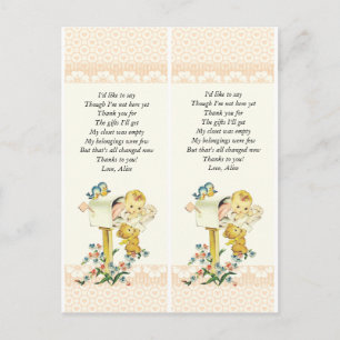 Vintage Baby Girl In Mail Box Baby Shower Favour Postcard